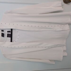 Rafaella Sz L Sleeveless Top with Coverup Jacket Silver Studs